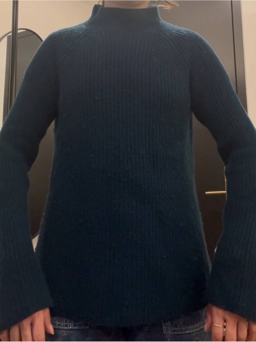 Women's Vince Teal Ribbed Mock Neck Sweater
